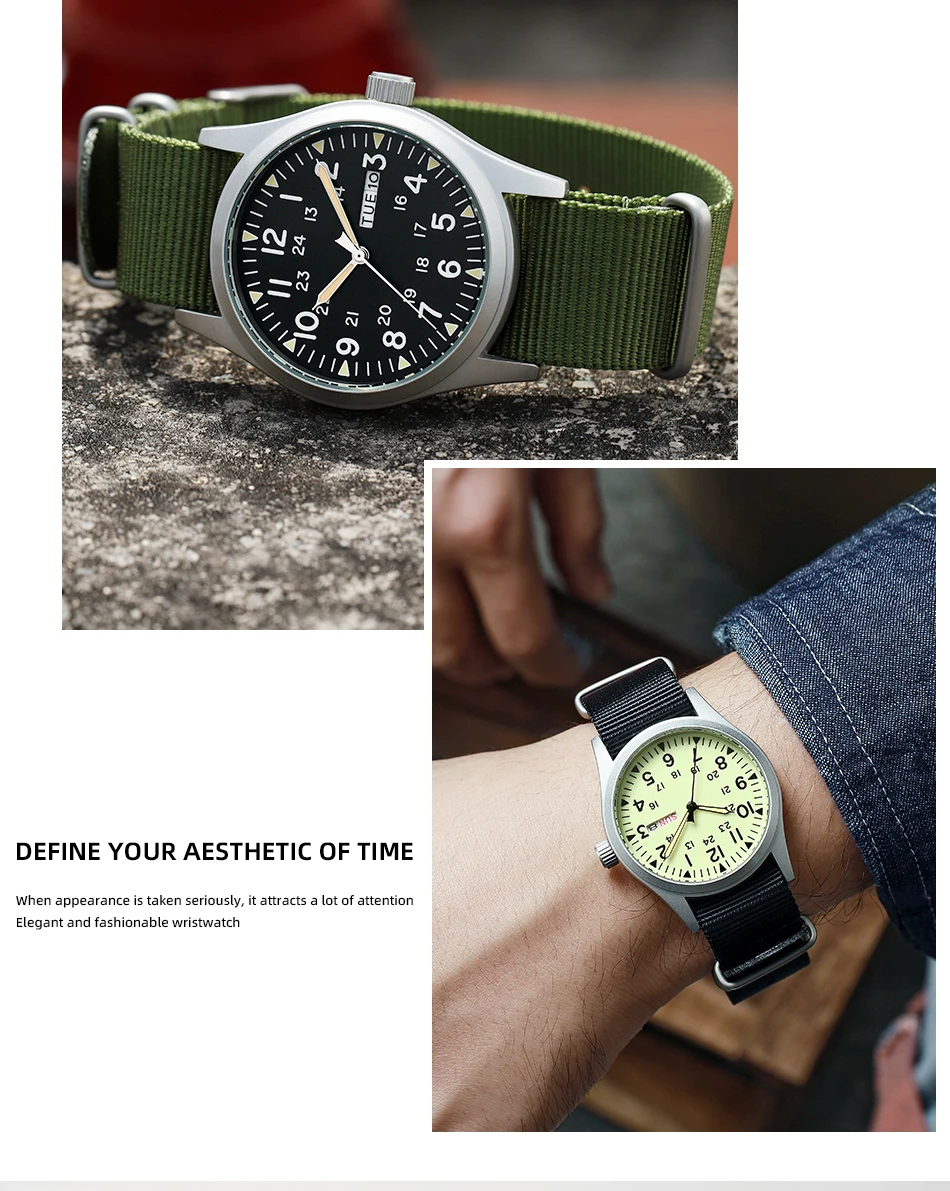 TPW 2026 Luminous 38mm Women's Field Watch Easy Read Fabric Strap 24hr Display Date Day Function Quartz Movement