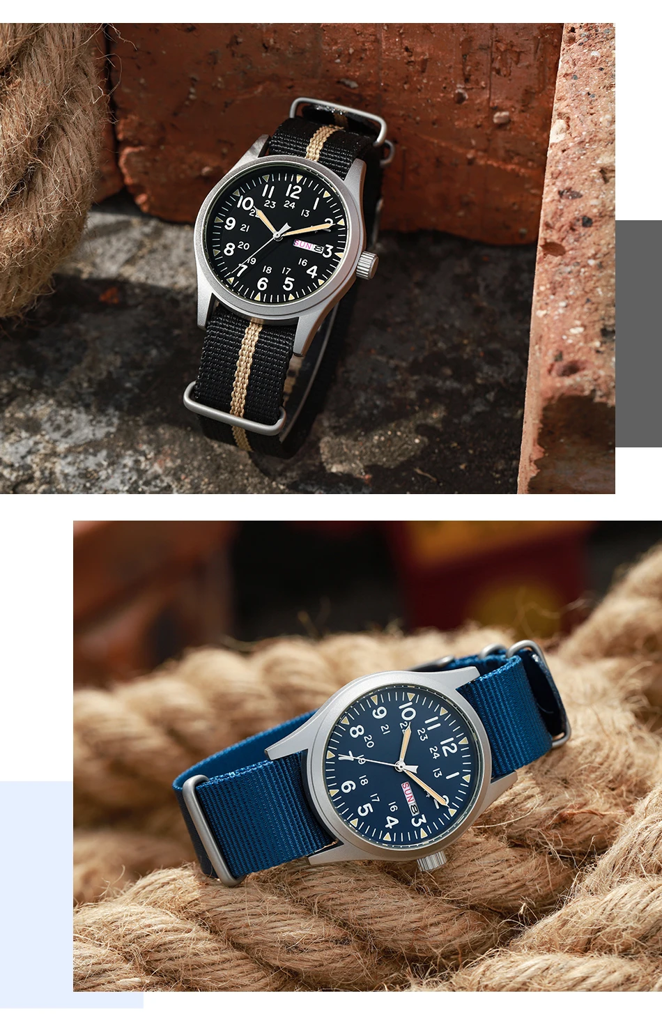 TPW 2026 Luminous 38mm Women's Field Watch Easy Read Fabric Strap 24hr Display Date Day Function Quartz Movement