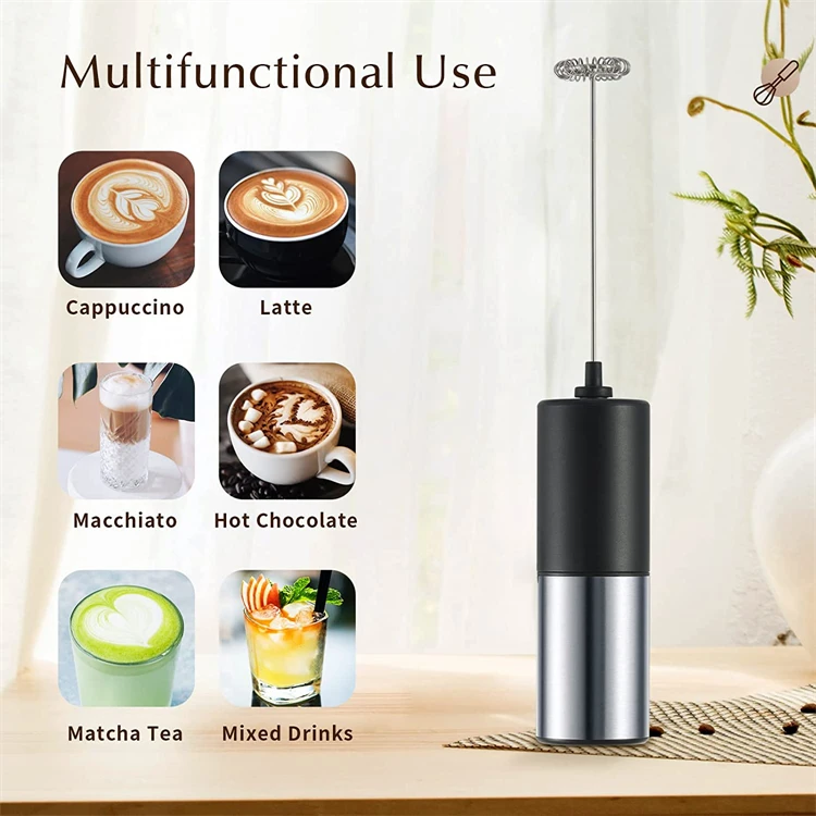 LMETJMA Electric Milk Frother Mini Foamer Coffee Maker Egg Beater for Chocolate Cappuccino Stirrer Portable Blender KC0470