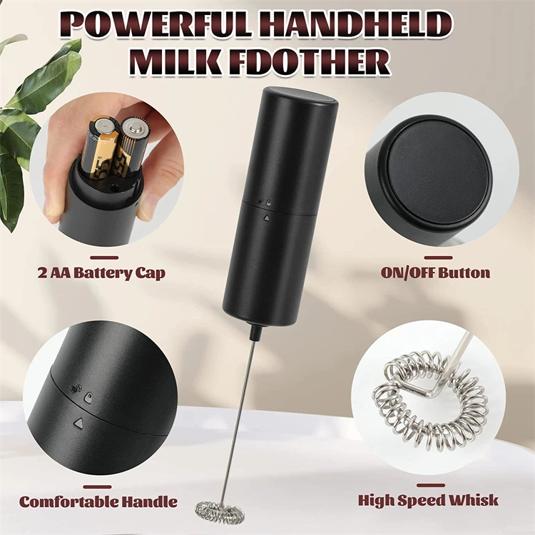 LMETJMA Electric Milk Frother Mini Foamer Coffee Maker Egg Beater for Chocolate Cappuccino Stirrer Portable Blender KC0470