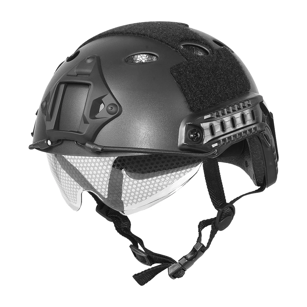 BOOIU Tactical Helmet Fast PJ Airsoft Helmet with Goggles ABS CS Riding Shooting Helmets Outdoor Sports Head Protection Gear