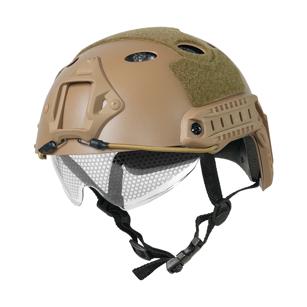 BOOIU Tactical Helmet Fast PJ Airsoft Helmet with Goggles ABS CS Riding Shooting Helmets Outdoor Sports Head Protection Gear