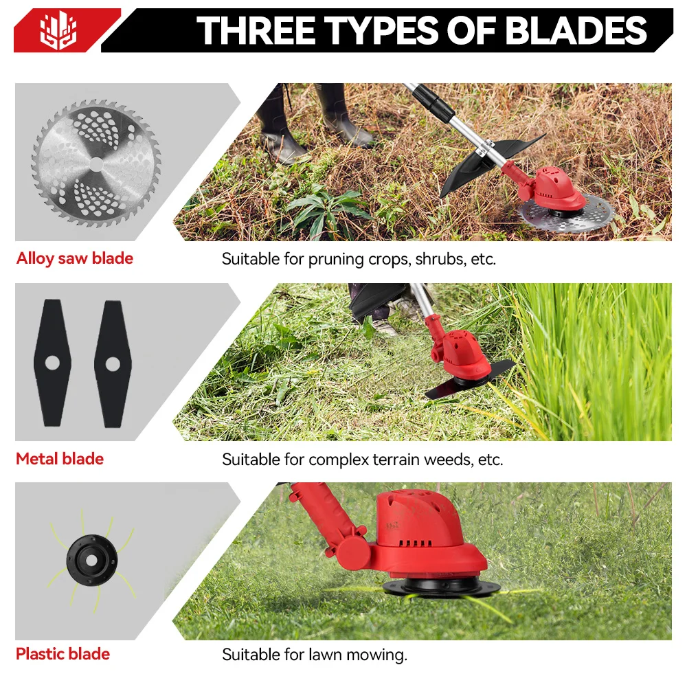 ONEVAN 36000RPM Brushless Electric Lawn Mower Cordless Grass Trimmer Foldable Adjustable Garden Cutter For Makita Battery Pin