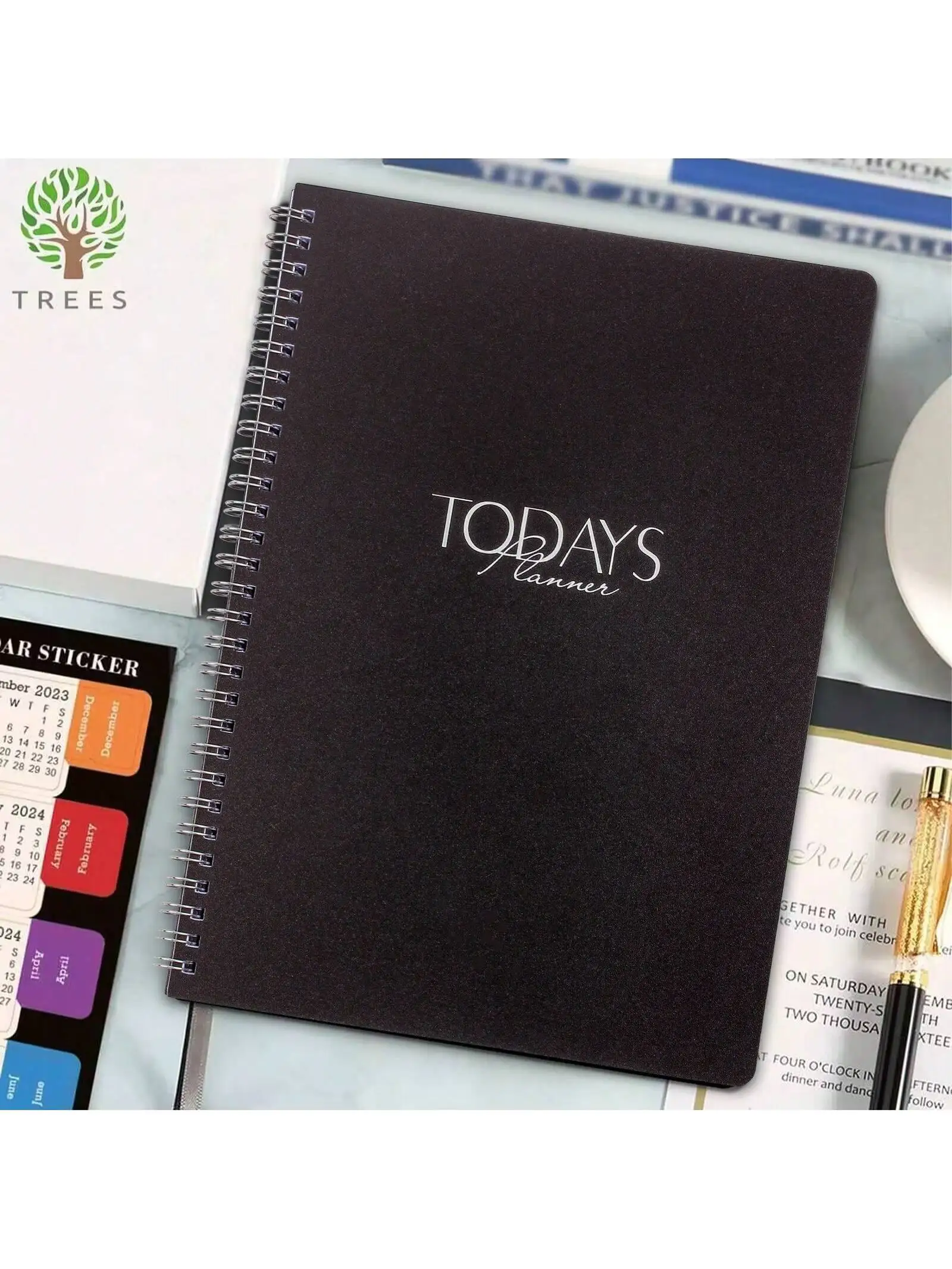 1PC Undated Today's Planner 10x7.3in Spiral Daily Weekly Schedule Notebook, To Do List Time Management Journal