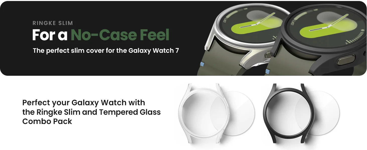 Glass+Case for Samsung Galaxy Watch 7 40mm/44mm Screen Protector Tempered Glass&Hard PC Protective Bumper Cover Accessories Set