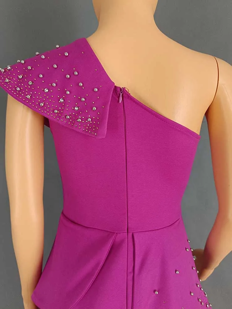 High Waist Strapless Jumpsuit Rivet Collar Lady Evening and Party Tube Top Jumpsuit for Women Elegant Sexy Birthday Jumpsuit