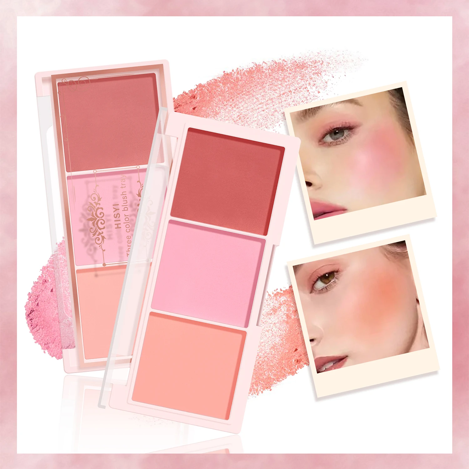 HISYI three-color blush natural color rendering delicate non-flying powder matte rouge holding makeup clear vitality girl blush
