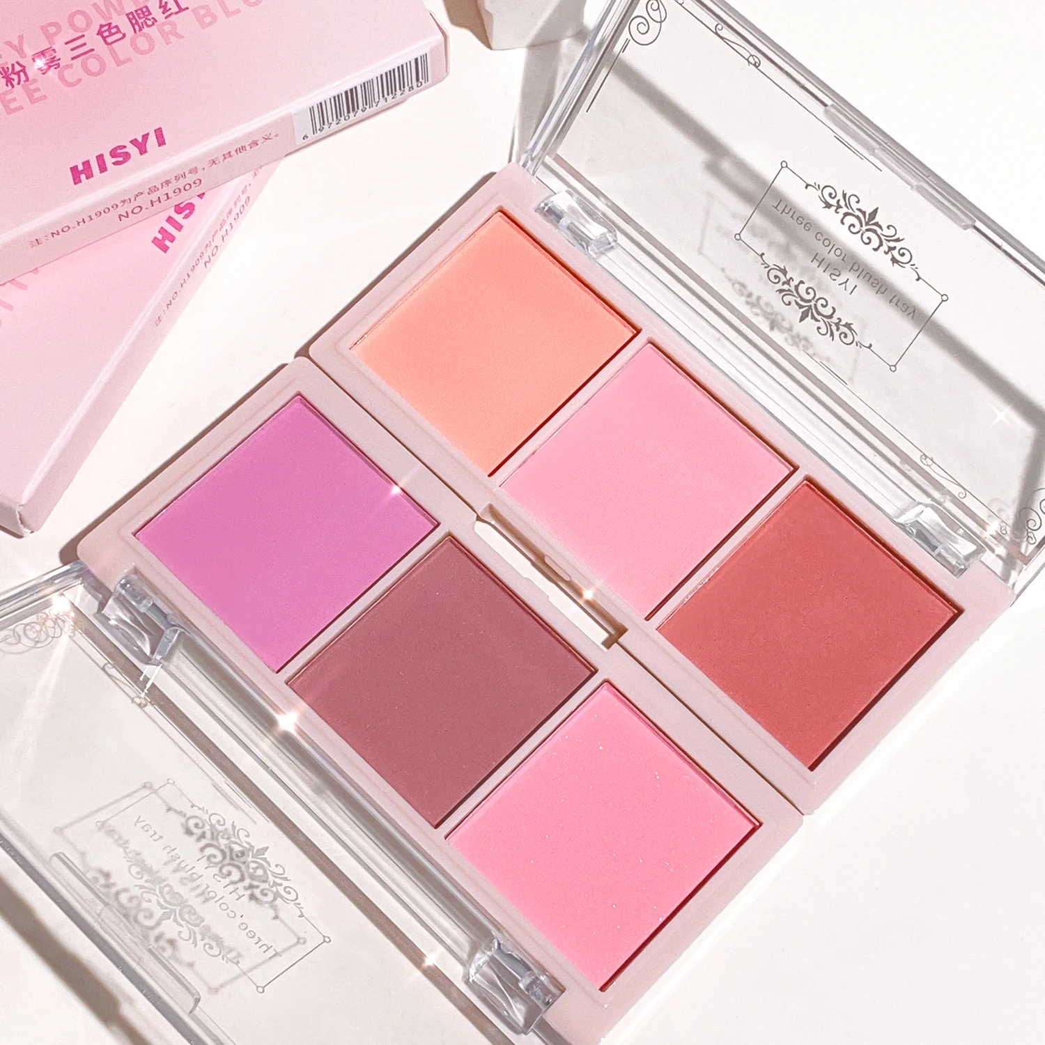 HISYI three-color blush natural color rendering delicate non-flying powder matte rouge holding makeup clear vitality girl blush
