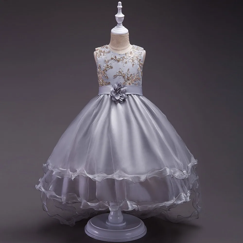 Girls Princess Embroidery Baby Flower Wedding Christmas Party Tutu Dress Teenager Children Kids Elegant Vestidos for 3-15Years