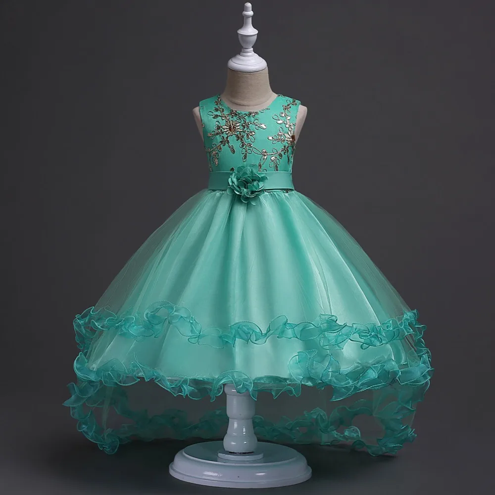 Girls Princess Embroidery Baby Flower Wedding Christmas Party Tutu Dress Teenager Children Kids Elegant Vestidos for 3-15Years