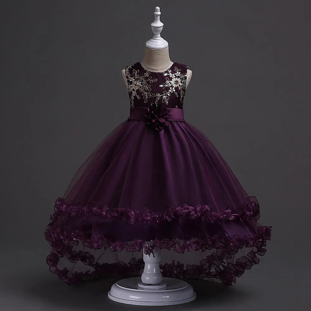 Girls Princess Embroidery Baby Flower Wedding Christmas Party Tutu Dress Teenager Children Kids Elegant Vestidos for 3-15Years