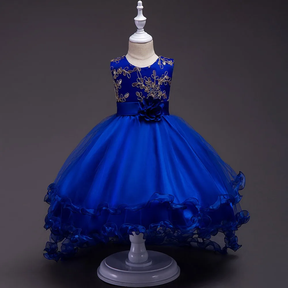 Girls Princess Embroidery Baby Flower Wedding Christmas Party Tutu Dress Teenager Children Kids Elegant Vestidos for 3-15Years