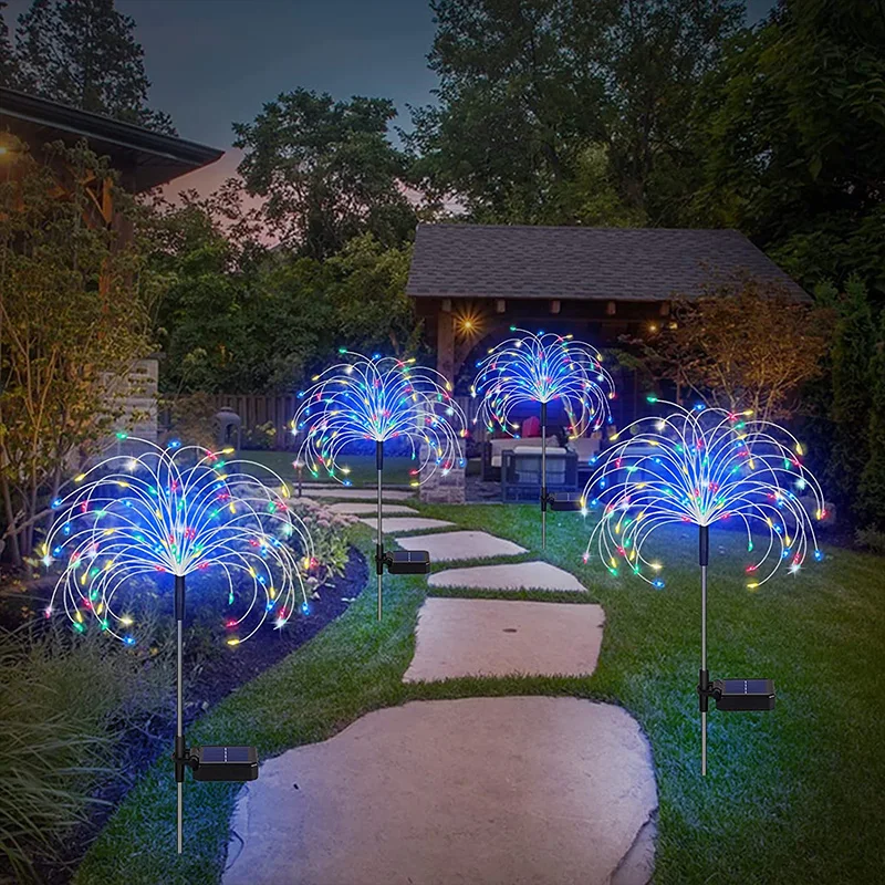 1/2/4Pcs Solar LED Firework Fairy Light Outdoor Garden Decoration Lawn Pathway Light For Patio Yard Party Christmas Wedding