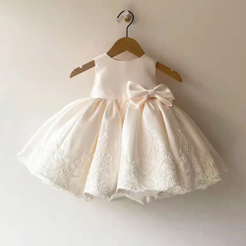 Elegant Dresses For Girls Christmas Solid Lace Girl Party Dress Princess Birthday Wedding New Year Costume Clothes 1-6T