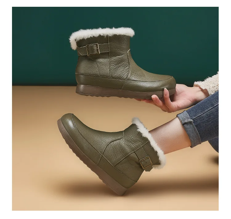 Careaymade-Women's Ankle Boots and Short Boots Nonslip Comfortable and Warm Snow Boots Women Plus Size Lace-up Women's Boot