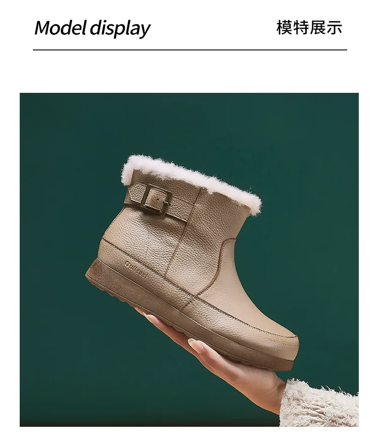 Careaymade-Women's Ankle Boots and Short Boots Nonslip Comfortable and Warm Snow Boots Women Plus Size Lace-up Women's Boot