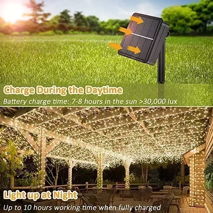 Solar LED Fairy Light Outdoor 7M/12M/22M/32M Waterproof Garland String Lights Christmas Party Garden Decor Solar Lamp