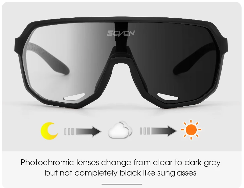 SCVCN Photochromic Cycling Glasses Outdoor Sports Bicycle Goggles Men MTB Cycling Sunglasses UV400 Road Bike Eyewear For Women