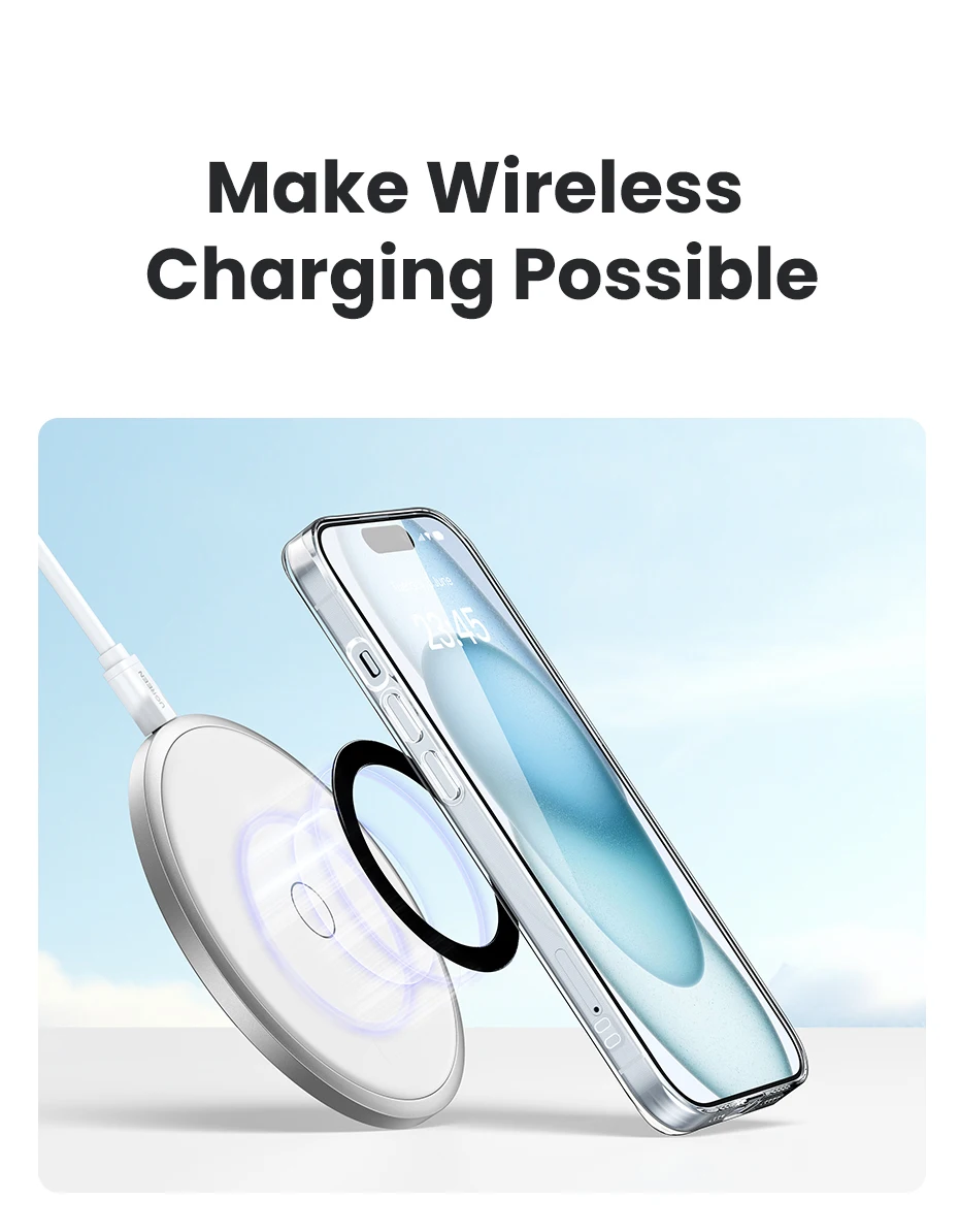 UGREEN Magnetic Metal Ring for Magsafe iPhone 16 15 14 Pro Android Phones Plate Sticker Rings For Magsafe Wireless Charger Stand