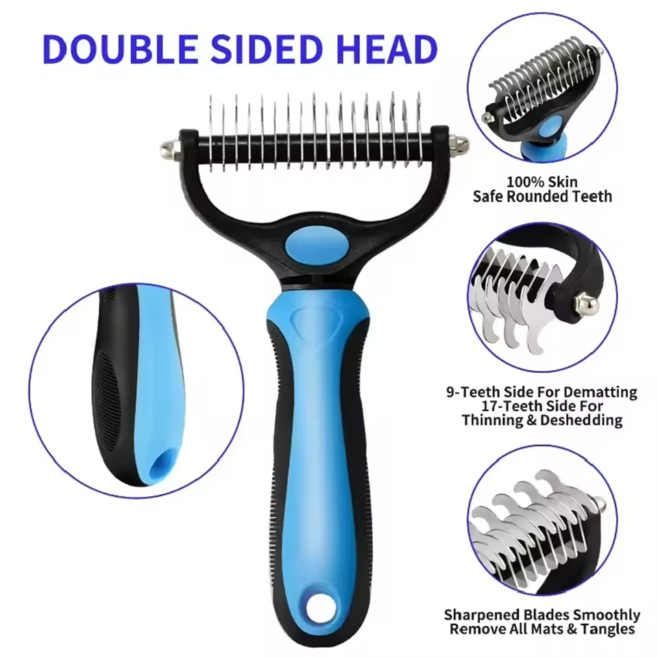 Professional Pet Deshedding Brush Dog Hair Remover Pet Fur Knot Cutter Puppy Cat Comb Brushes Dogs Grooming Shedding Supplies