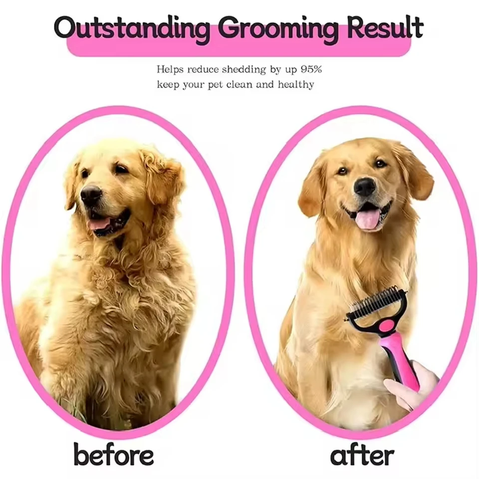 Professional Pet Deshedding Brush Dog Hair Remover Pet Fur Knot Cutter Puppy Cat Comb Brushes Dogs Grooming Shedding Supplies