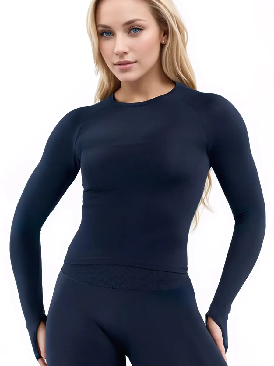HerGym Defy Long Sleeve Top Women's Seamless Gym Slim Fitness Yoga Sport T-Shirt Quick Dry Running Workout Shirts