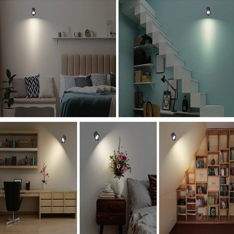 Led Double Head Wall Lamp Touch Control Remote 360 Rotatable USB Recharge Wireless Portable Night Light For Bedroom Reading Lamp