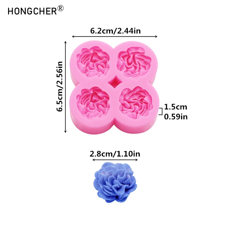 Carnation Flower Making DIY Resin Jewellery Accessories Silicone Mould Handmade Chocolate Flip Cake Baking Moulds