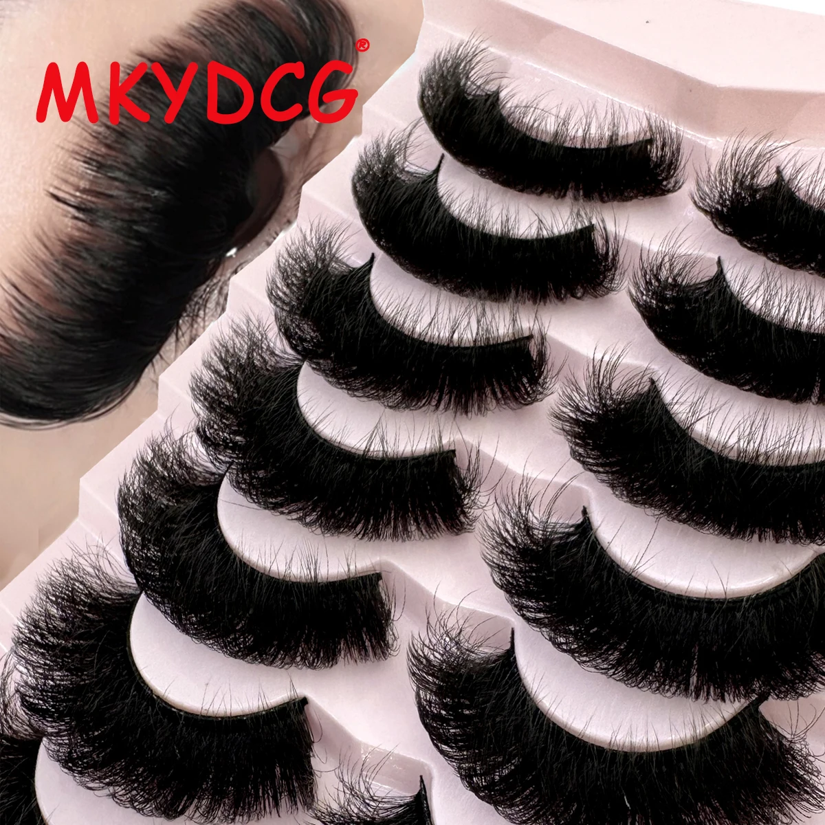 MKYDCG New 7 Pairs 15-25mm 3d Mink Lashes Faux Mink Lash Wispy Thick Natural Full Strip Lashes New Makeup Fluffy Mink Eyelashes