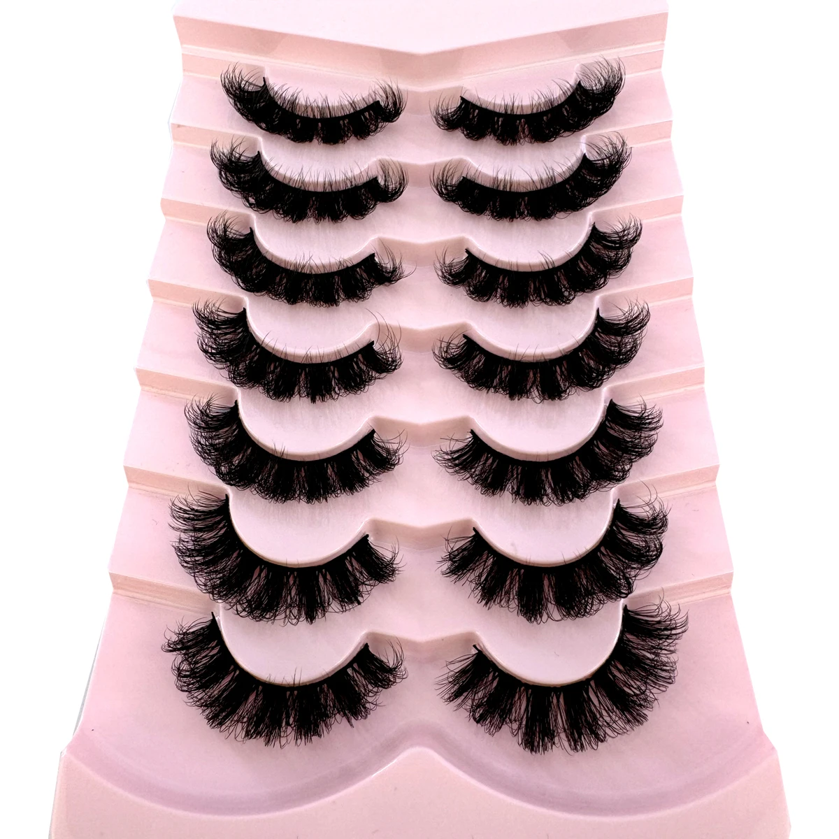 MKYDCG New 7 Pairs 15-25mm 3d Mink Lashes Faux Mink Lash Wispy Thick Natural Full Strip Lashes New Makeup Fluffy Mink Eyelashes