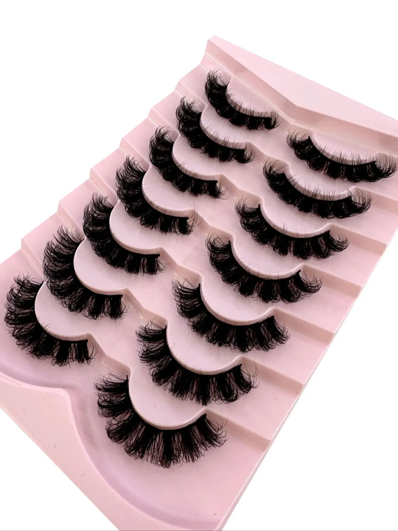 MKYDCG New 7 Pairs 15-25mm 3d Mink Lashes Faux Mink Lash Wispy Thick Natural Full Strip Lashes New Makeup Fluffy Mink Eyelashes