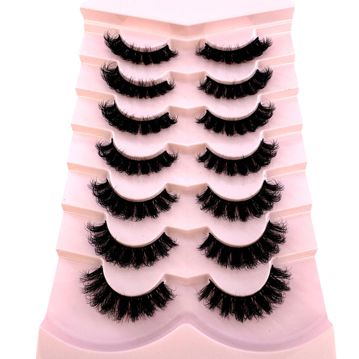 MKYDCG New 7 Pairs 15-25mm 3d Mink Lashes Faux Mink Lash Wispy Thick Natural Full Strip Lashes New Makeup Fluffy Mink Eyelashes