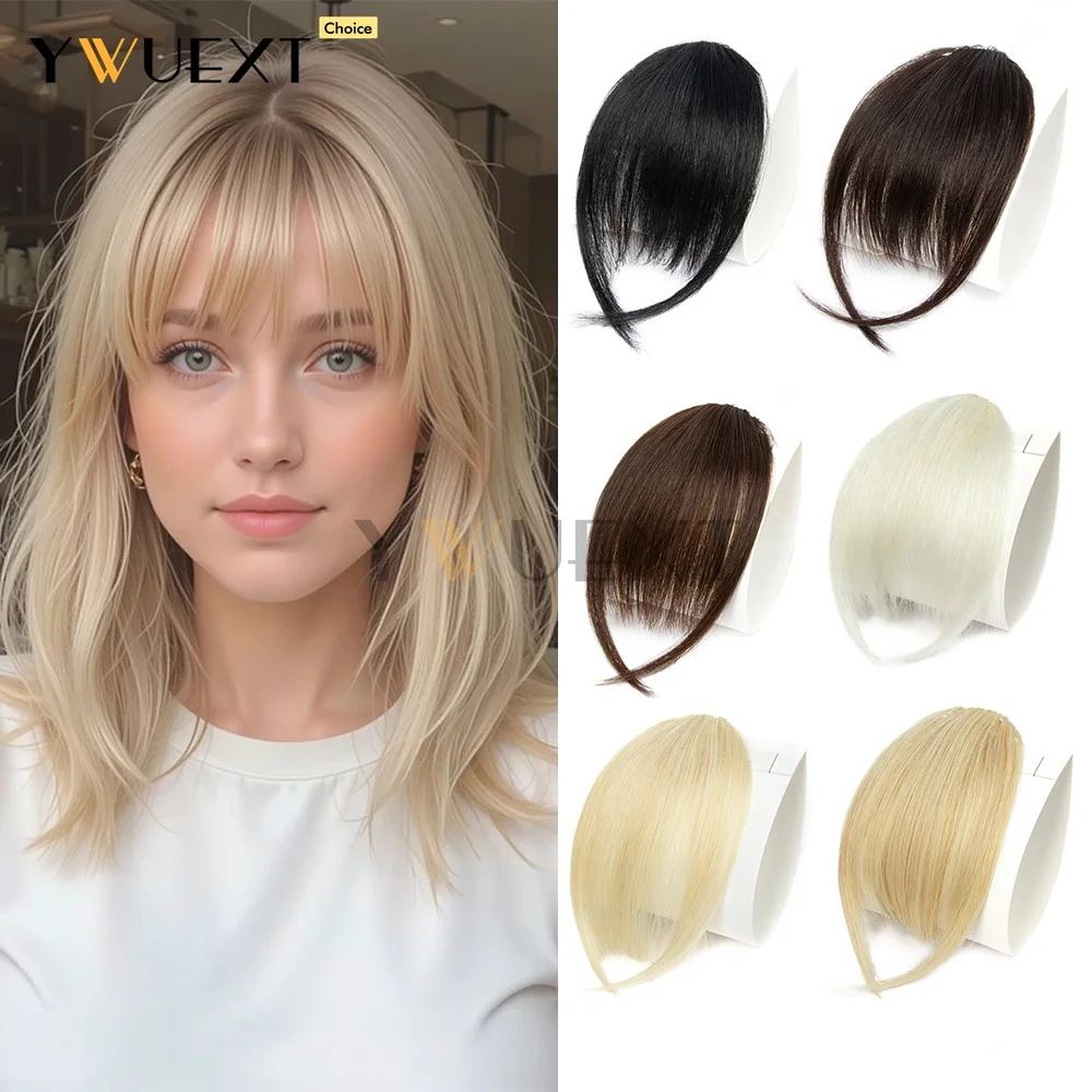 Clip In Human Hair Bangs Straight Hair Piece Machine Remy French Bangs for Women Easy to Wear and Remove Hairpiece Thin Hair