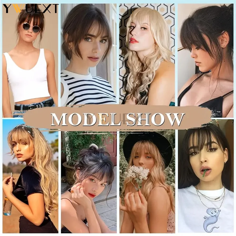Clip In Human Hair Bangs Straight Hair Piece Machine Remy French Bangs for Women Easy to Wear and Remove Hairpiece Thin Hair