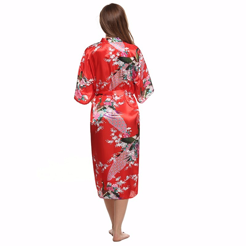 2015 Silk Bathrobe Women Satin Kimono Robes For Women Floral Robes Bridesmaids Long Kimono Robe Bride Silk Robe Dressing Gown