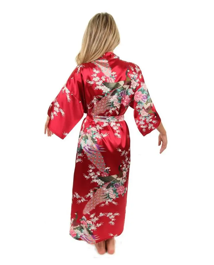 2015 Silk Bathrobe Women Satin Kimono Robes For Women Floral Robes Bridesmaids Long Kimono Robe Bride Silk Robe Dressing Gown