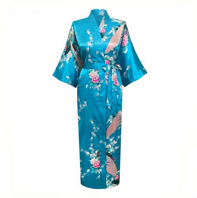 2015 Silk Bathrobe Women Satin Kimono Robes For Women Floral Robes Bridesmaids Long Kimono Robe Bride Silk Robe Dressing Gown