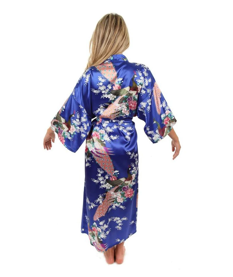 2015 Silk Bathrobe Women Satin Kimono Robes For Women Floral Robes Bridesmaids Long Kimono Robe Bride Silk Robe Dressing Gown