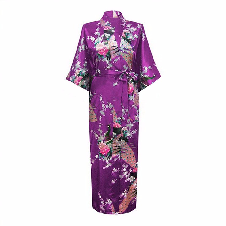 2015 Silk Bathrobe Women Satin Kimono Robes For Women Floral Robes Bridesmaids Long Kimono Robe Bride Silk Robe Dressing Gown