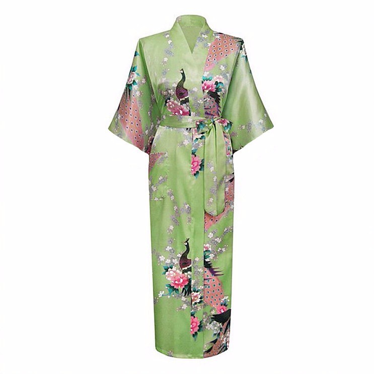 2015 Silk Bathrobe Women Satin Kimono Robes For Women Floral Robes Bridesmaids Long Kimono Robe Bride Silk Robe Dressing Gown
