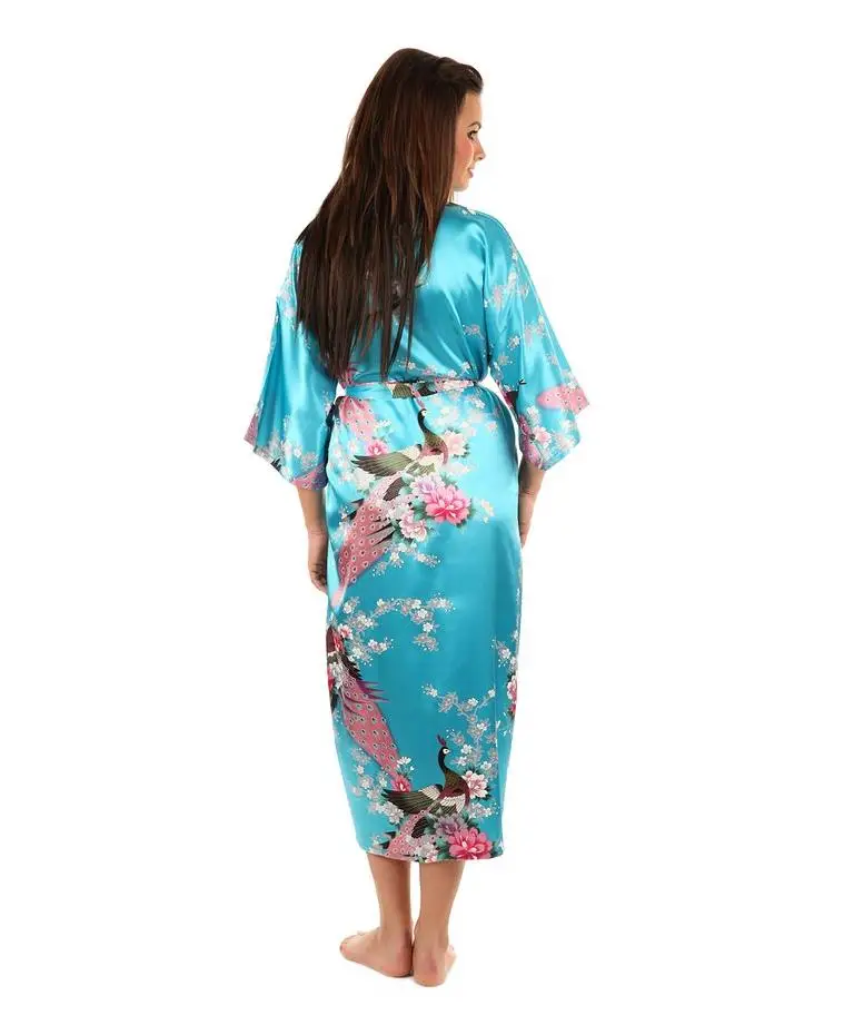 2015 Silk Bathrobe Women Satin Kimono Robes For Women Floral Robes Bridesmaids Long Kimono Robe Bride Silk Robe Dressing Gown