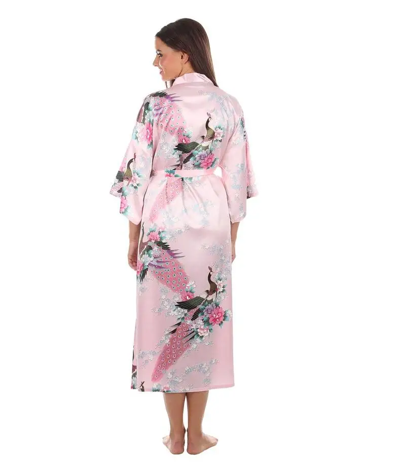 2015 Silk Bathrobe Women Satin Kimono Robes For Women Floral Robes Bridesmaids Long Kimono Robe Bride Silk Robe Dressing Gown