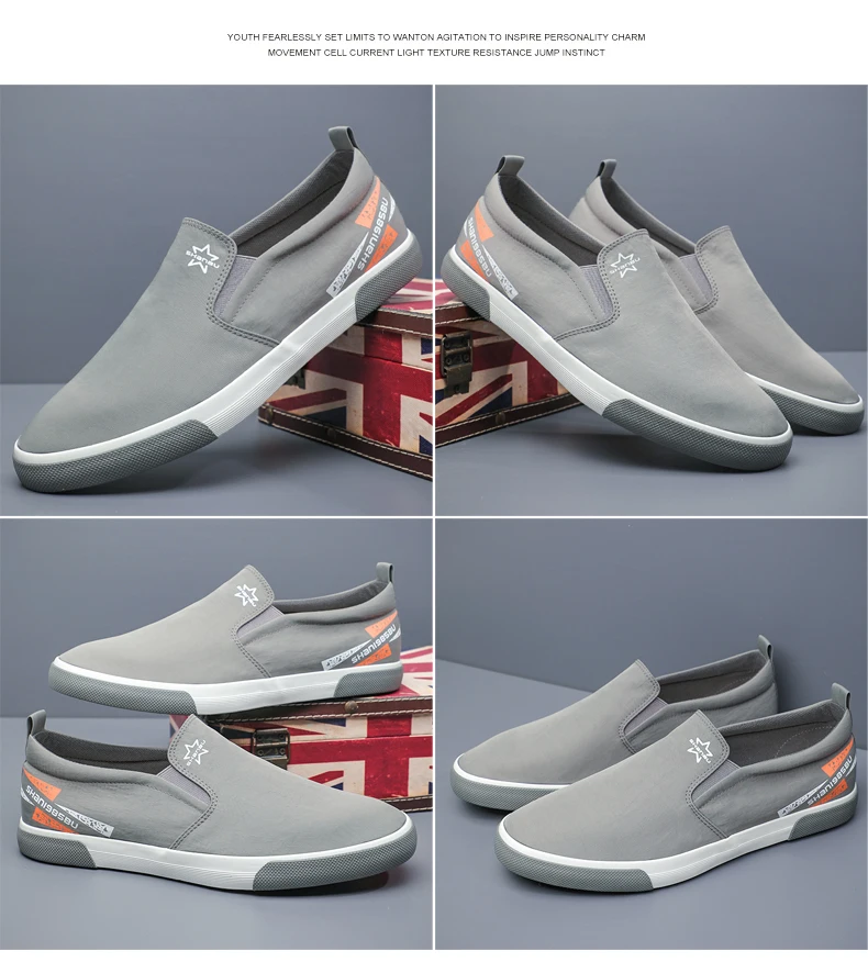 Men's Canvas Shoes New Spring Anti-slip Lightweight Breathable Slip On Wear-Resisting Korean Shoes SS23170
