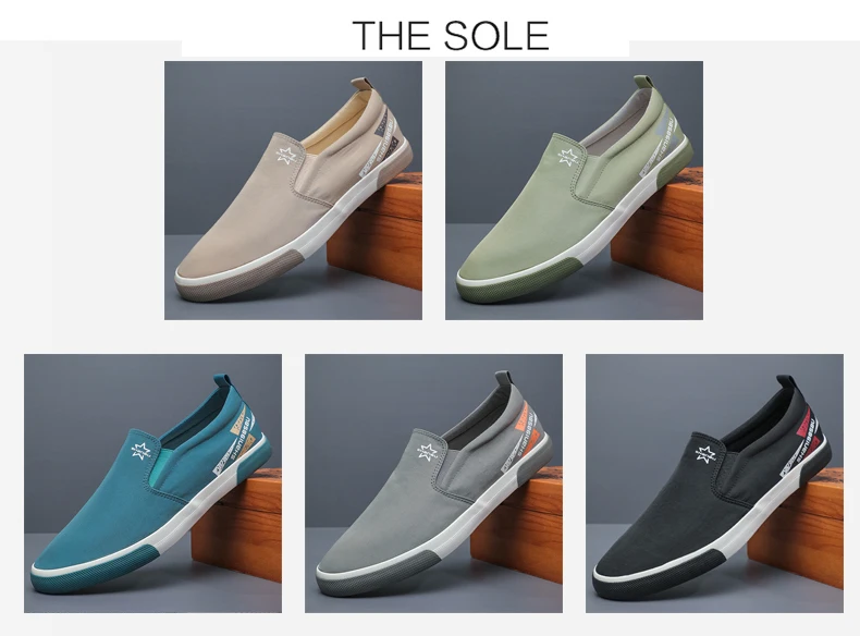 Men's Canvas Shoes New Spring Anti-slip Lightweight Breathable Slip On Wear-Resisting Korean Shoes SS23170