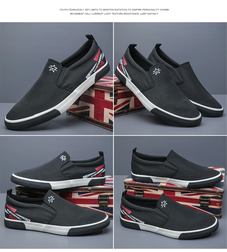 Men's Canvas Shoes New Spring Anti-slip Lightweight Breathable Slip On Wear-Resisting Korean Shoes SS23170