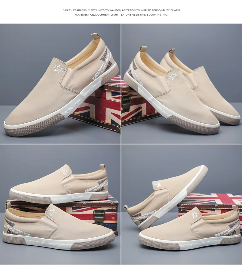 Men's Canvas Shoes New Spring Anti-slip Lightweight Breathable Slip On Wear-Resisting Korean Shoes SS23170