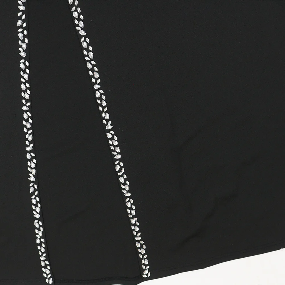 HBLL Factory Wholesale Black Long Sleeve Diamond Mesh Perspective Dress Sexy Celebrity Cocktail Party Bodycon Long Evening Dress