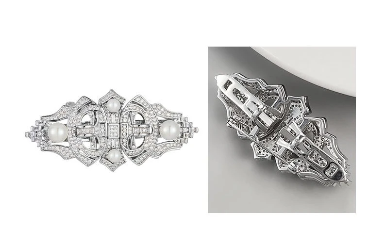 Vintage High-end Palace Style Brooch Men's Collar Clip Buckle Dual-purpose Broche Pearl Removable Pins Luxury Clothing Corsage
