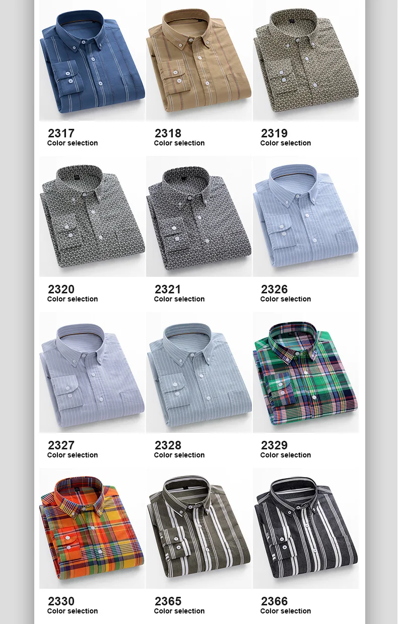 Fashion Korean Trends Casual Long-Sleeve Shirts for Men Slim Fit Plain Shirt 100% Cotton Plaid Striped Tops Soft Designer Clothe