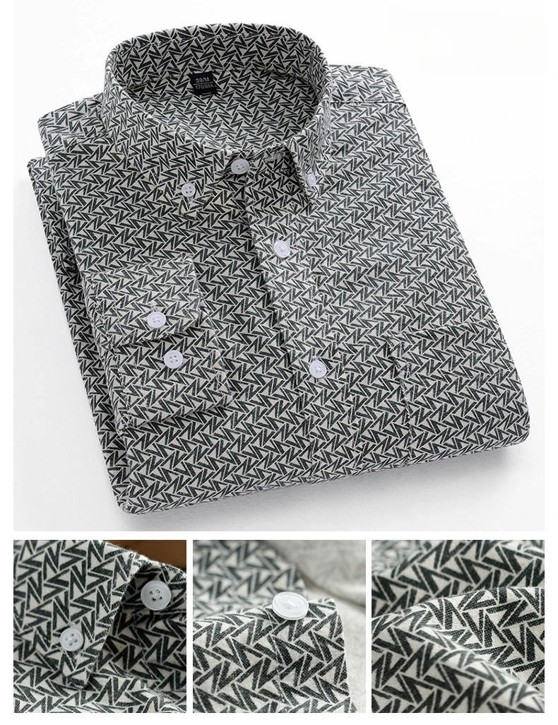 Fashion Korean Trends Casual Long-Sleeve Shirts for Men Slim Fit Plain Shirt 100% Cotton Plaid Striped Tops Soft Designer Clothe